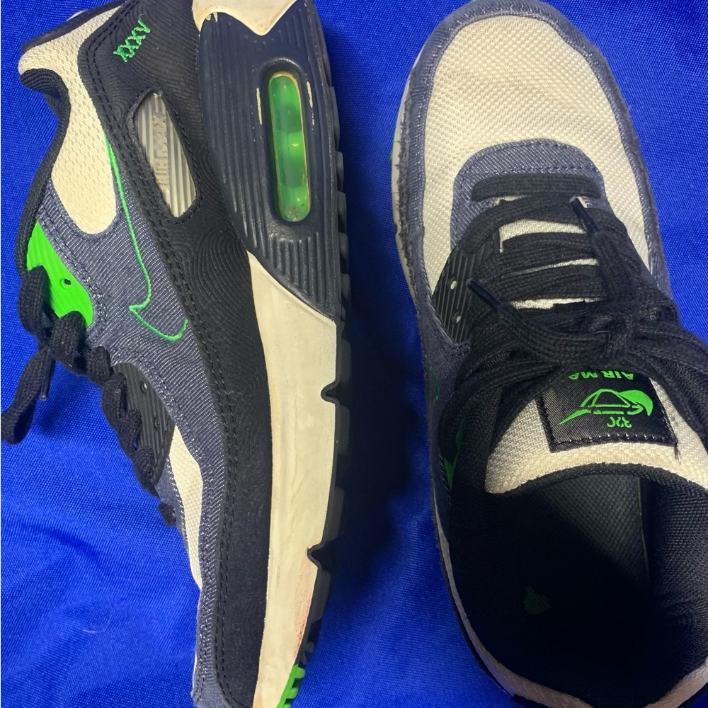 Nike air, max green and white with blue denim